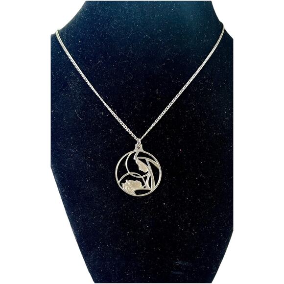 Creed STERLING SILVER Religious Virgin Mary & Child Pendant Necklace - 18” - Picture 1 of 14